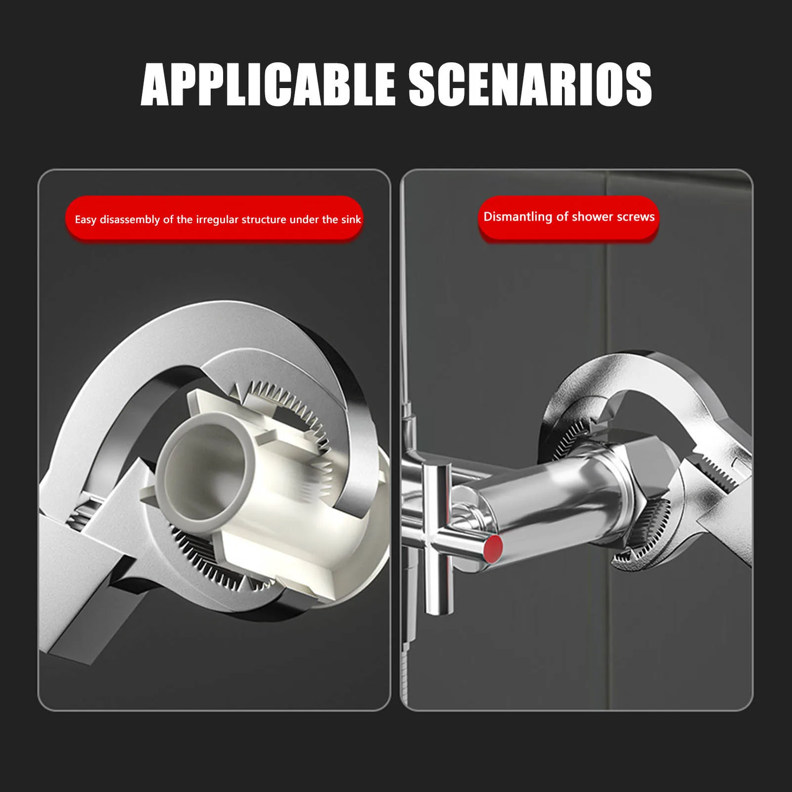 مفتاح ربط قابل للتعديل من سبائك الألومنيوم مفتاح ربط واسع للفتح لأداة تفكيك السباكة والتركيب