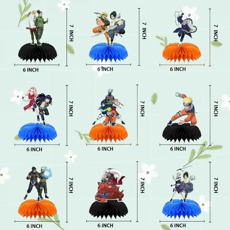 Наруто тематические украшения для дня рождения, мультяшный сотовый топпер для торта, центральный фон, декор для фанатов аниме