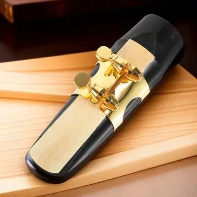 

Alto Saxophone Black Golden Mouthpiece Ligature Reed Holder Replacement Durable 25 Reed Strength Alto Sax Spout Cover