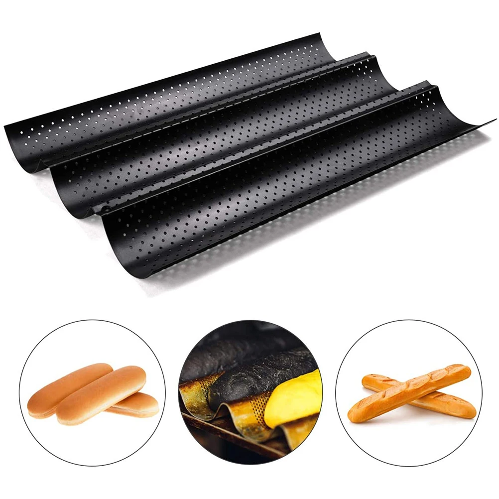 

3 Loaf Baguette Pan French Bread Baking Pan Nonstick Bake Mold Toast Cooking Bakers Molding