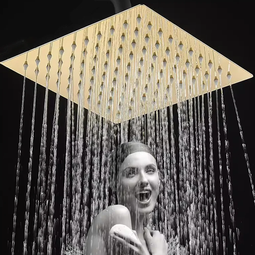 

8 "10" 12 "золотая насадка для душа из нержавеющей стали с водопадом высокого давления, большой дизайн для увеличения давления потока, спа, душ для ванной комнаты