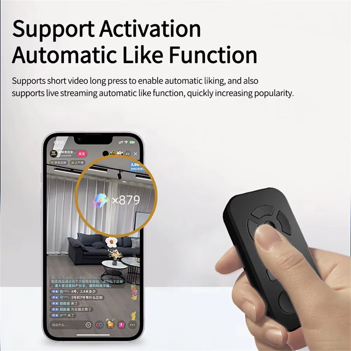 Remote Cerdas Bluetooth Hitam, Remote Control Universal dan Tongkat Selfie -Y18A