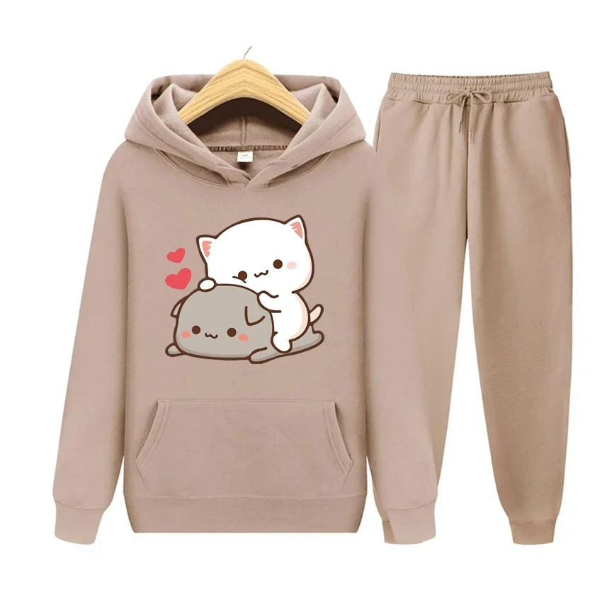 

Women Hoodie Set Bubu And Dudu Drink Bubble Tea Print Women Hoodie Kawaii Female Sweatshirt Harajuku Loose Long Sleeve Clothes