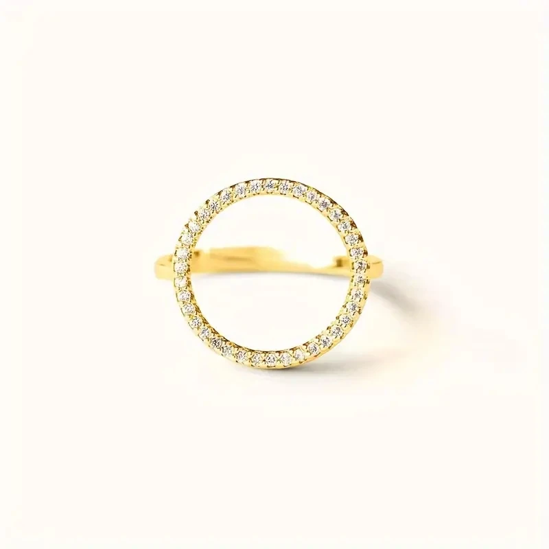 Women's Minimalist Hollow Round Shaped CZ Ring