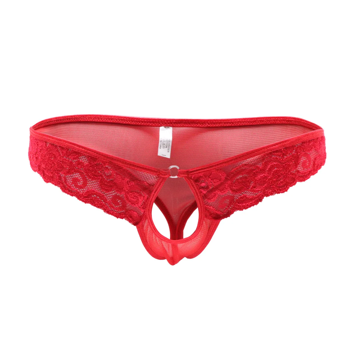 Men's Erotic T Back Thong Sissy Sexy Lace Floral Ruffled Transparent G-string Gays Fashion Peinis Hole Bulge Pouch String Bikini