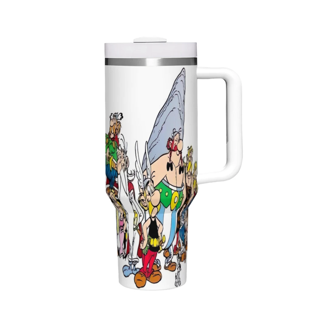 

The Adventures of Gallic Heroes 40 oz Tumbler with Handle and Straw Lid,Stainless Steel Insulated Tumblers