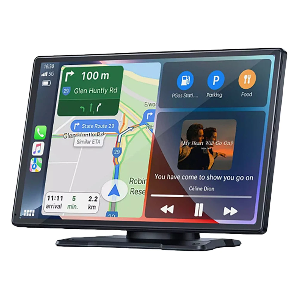 9 Inch Portable Wireless Carplay&Android Auto Portable Car Stereo with BT/Mirror Link/GPS Navigation/Aux/FM for Rear View Camera