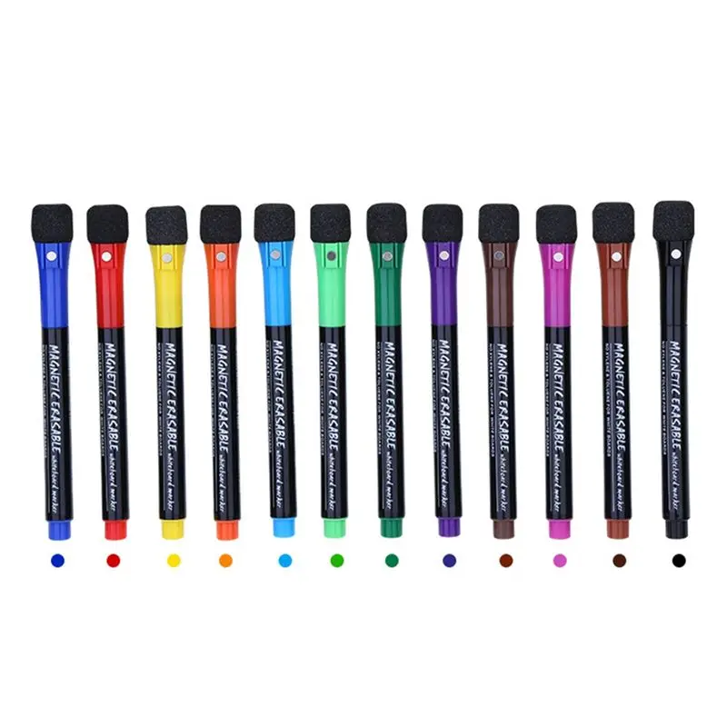 ABNH 12 Colors White Board Markers Dry Erase Marker with Eraser Cap, Dry Erase Markers Fine Point Tip, for Kids School
