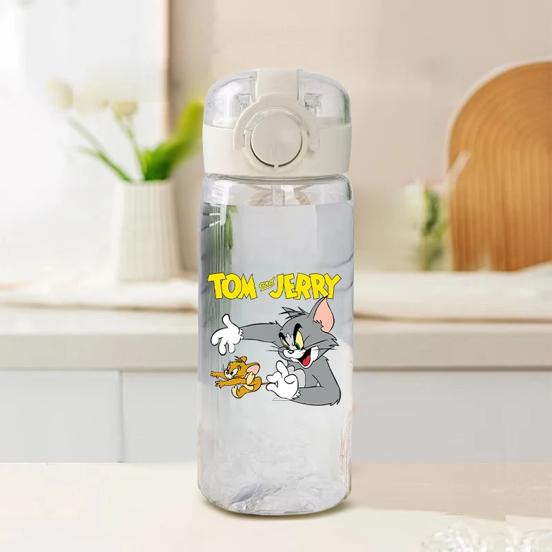 

400ml Tom and Jerry Water Bottles Cute Cartoon Print Transparent Portable Fashion Outdoor Travel Drinking Supplies Birthday Gift
