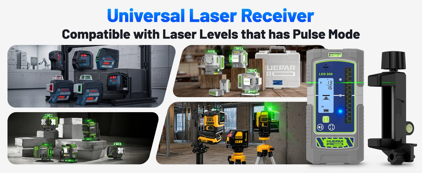 Huepar Detektor für Laser-Nivelliergeräte, universeller Laserempfänger mit LCD-Display und hoher Präzision, digitaler Laserempfänger für große Entfernungen – Detail 3