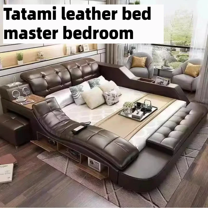 

180x200cm Master Bedroom Bed Headboard Tatami Modern Multifunctional Wedding Bed Storage Massage King Size Frame Twin Furniture