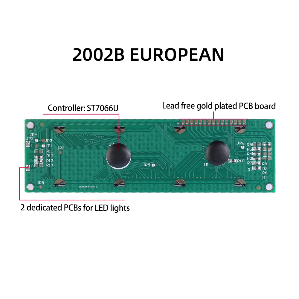 2002B European LCD Screen High Brightness Screen 20*2 Gray Film Blue Letter Dual Row Interface Module Voltage 5V