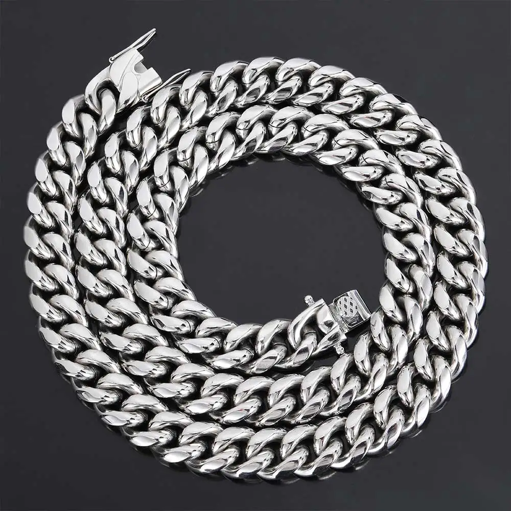 Heren Zware Miami Cubaanse Link Chain Choker 18k Vergulde Hip Hop Dikke Rvs 8mm-14mm Ketting/Armband