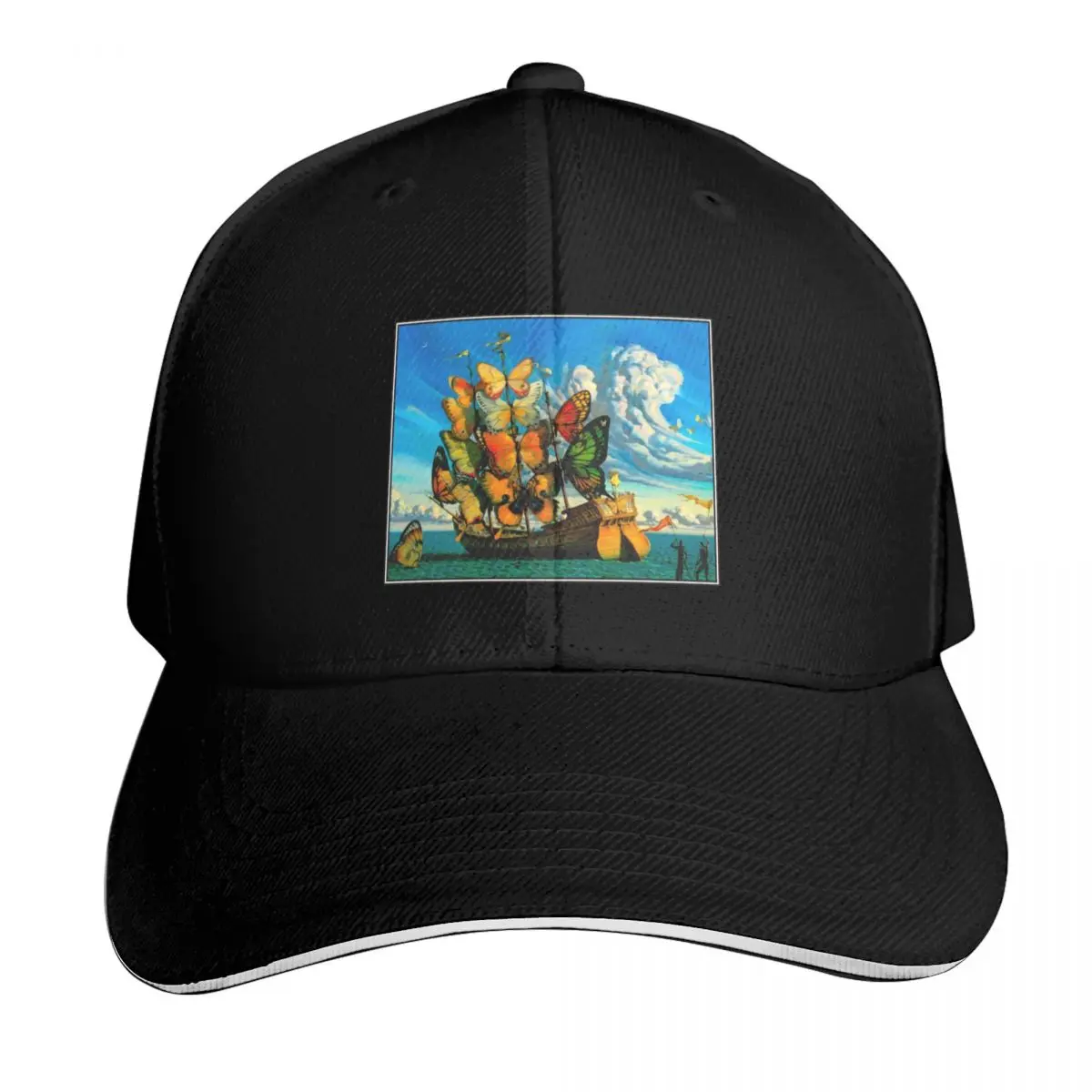 BUTTERFLY SHIP : Vintage Surreal Abstract Fantasy Print Baseball Cap Men Women Casual Summer Sport Sun Cap