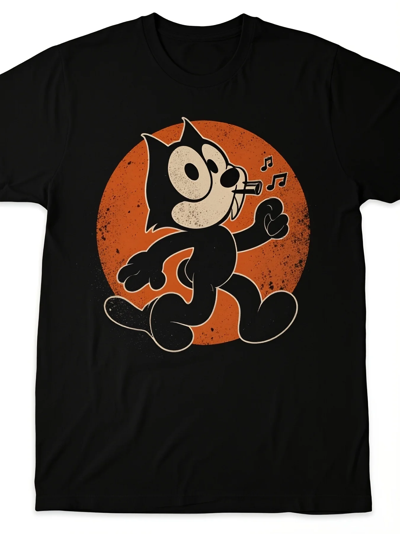 Men's Anime Manga T-Shirt, Soft Short Sleeve Casual Round Neck Tee with Black Orange Character Print Lightweight Breathable Shirt for All-Season Wear