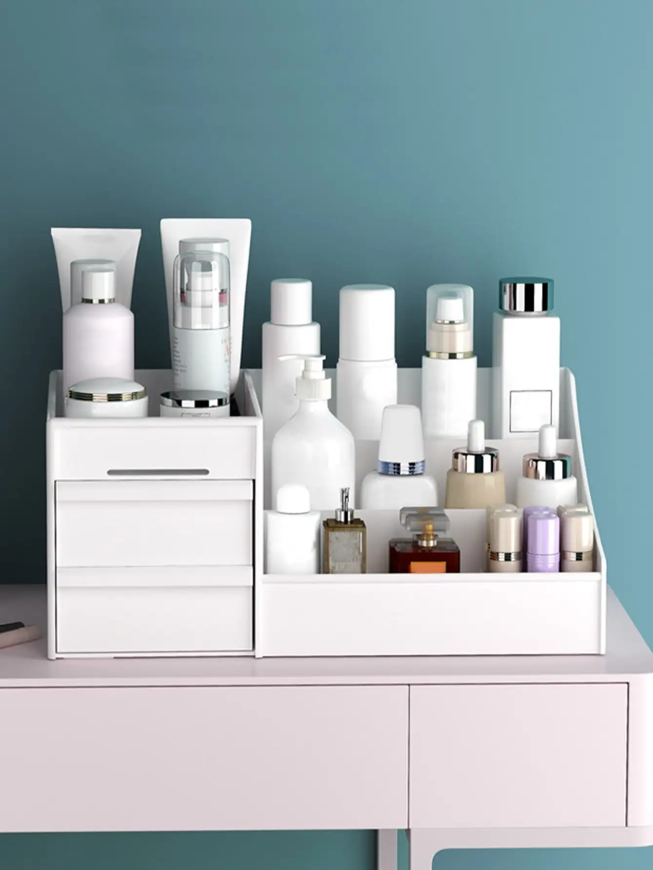 Makeup Storage Organizer with Drawers, Desktop Cosmetic Holder for Vanity & Bathroom