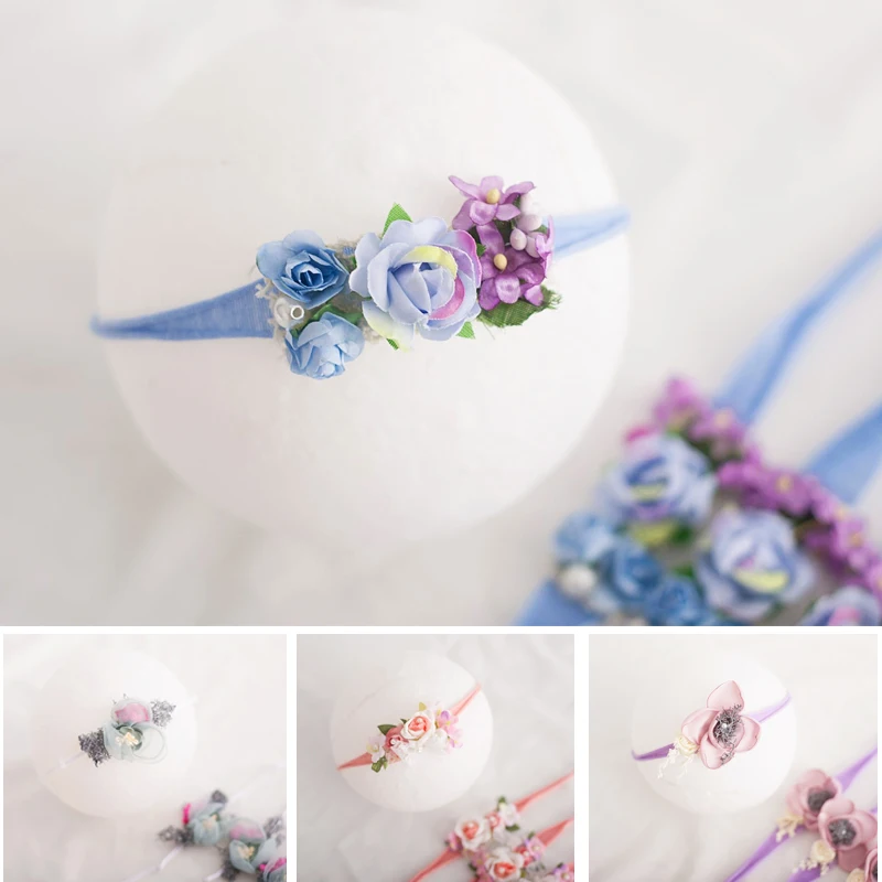 Diademas elásticas para niña, lazos de flores, accesorios para el cabello infantil para recién nacido, accesorios de fotografía