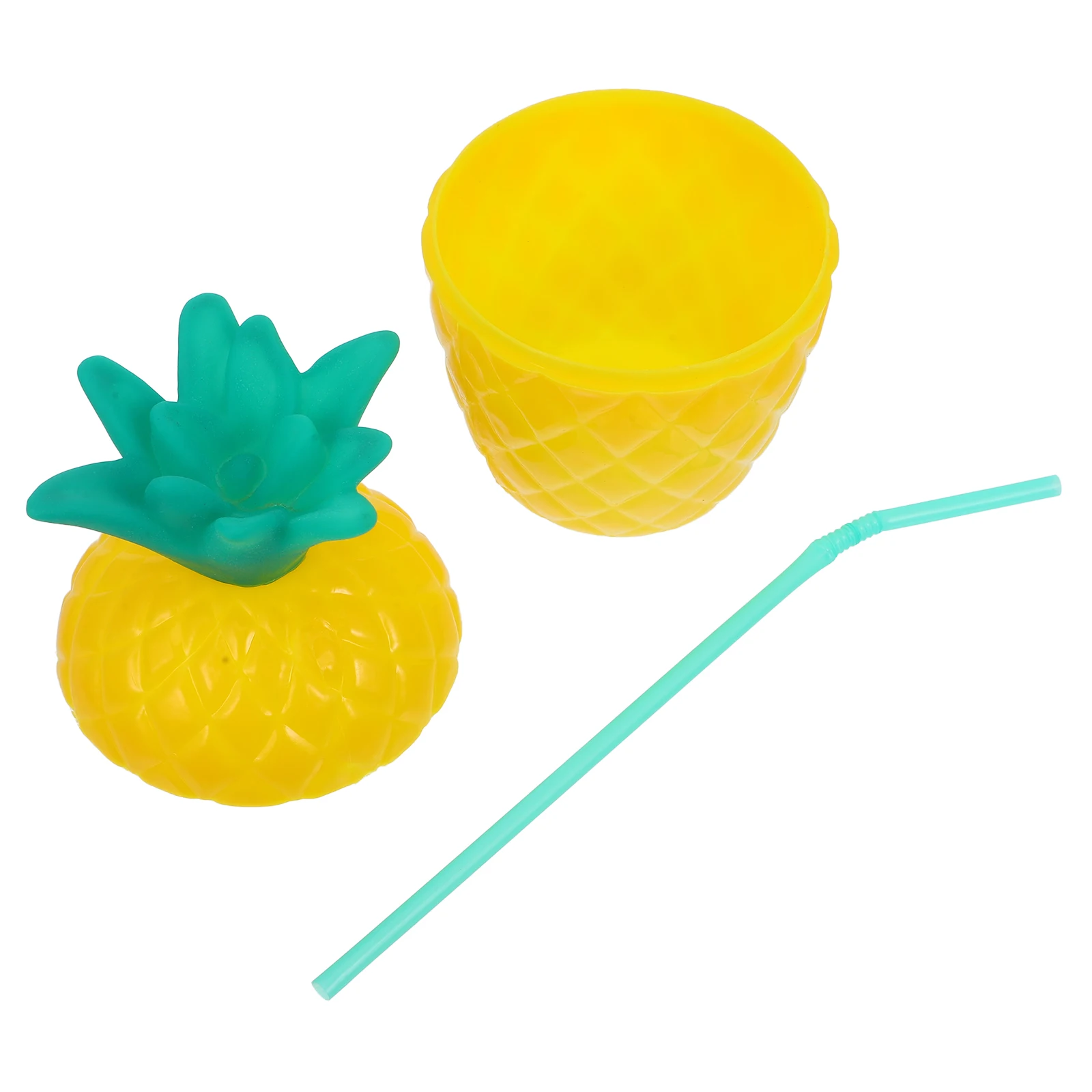 

Pineapple Cup Reusable Plastic Hawaiian Party Drinking Straw Cup Fruit Shaped Water Mug for Luau Party Decoration