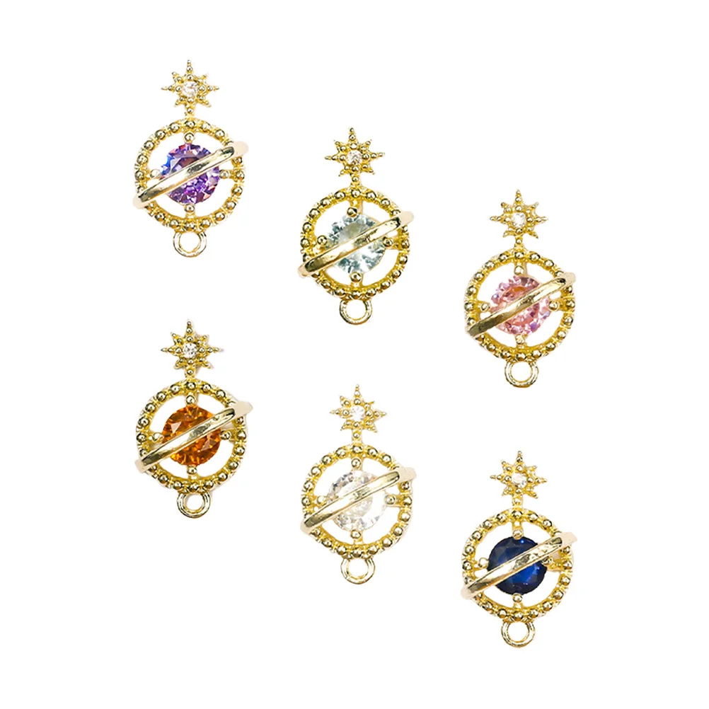 6 قطع مانيكير كوكب سحر الزركون مسمار ديكور أنيق DIY مسمار الفن الديكور مجموعة لنتائج مانيكير جميلة #4