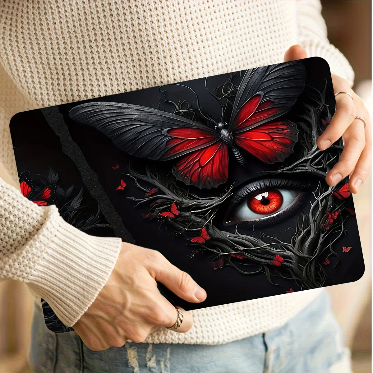 2-Piece Butterfly Floral Pattern Laptop Art Decal Case, Universal Netbook Skin Stickers Non-Reusable Laptop Skin Stickers Decals