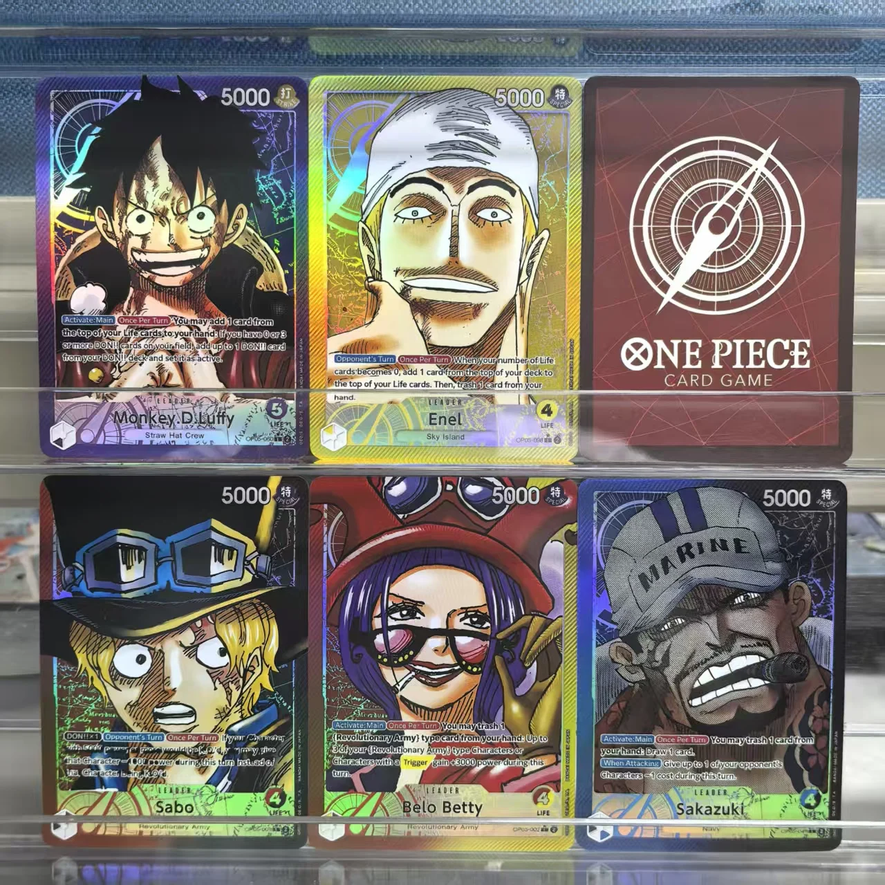 

6Pcs OPCG OP05 English One Piece Anime Collection Card sabo Belo Betty Sakazuki Monkey.D.Luffy Enel Classic Game Anime Card Gift