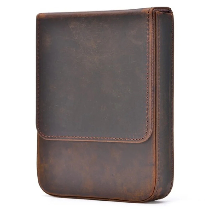 A+ Drawer Fountain Pen Case Asvine 6 Slots Retro Leather Magnetic Type Bag Pouch
