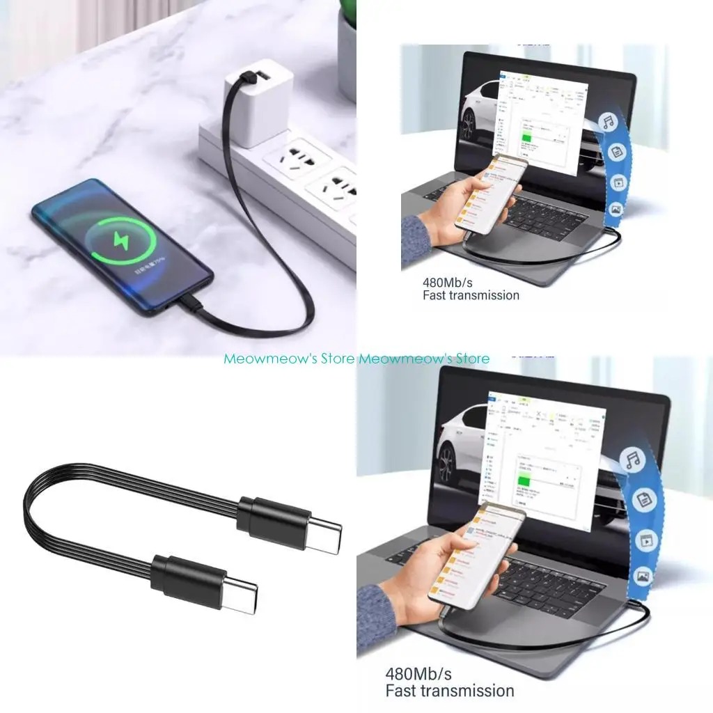 W91A Compact USB C Charging Cable Type C OTG Cable 480Mbps Highly Speed Data Transfer