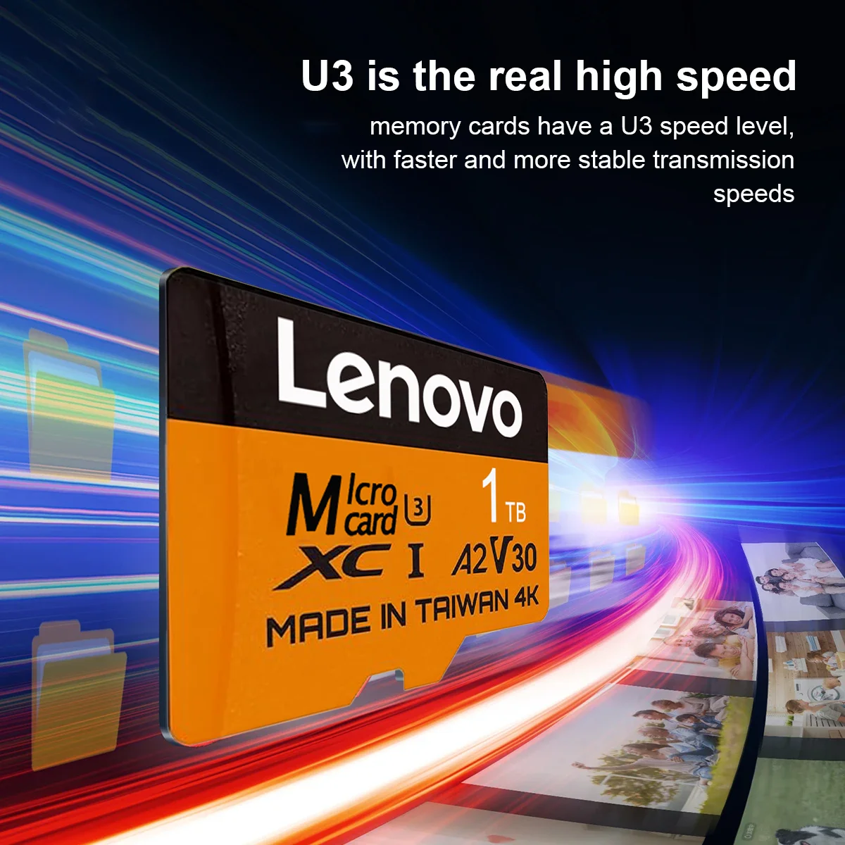 

Карта памяти Lenovo Ultra High Speed Micro SD 2TB/1TB C10 U3 A2 V30 для дронов и камер, совместима с 512GB, 256GB, 128GB