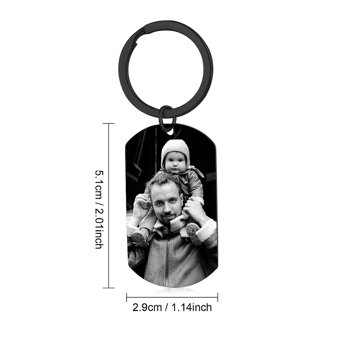 New Dad First Father’s Day Gift, Personalized Custom Photo Keychain, Bearded Dad Photo Keyring