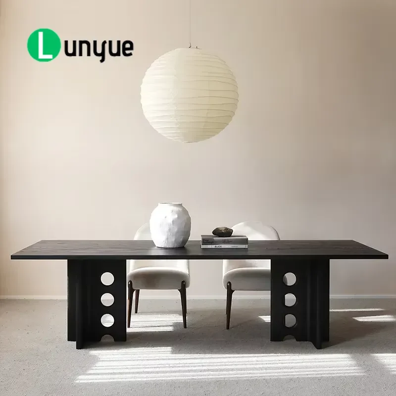 Solid Wood Dining Table Light Luxury Designer Creative Retro Long Table for Living Room Home Furniture
