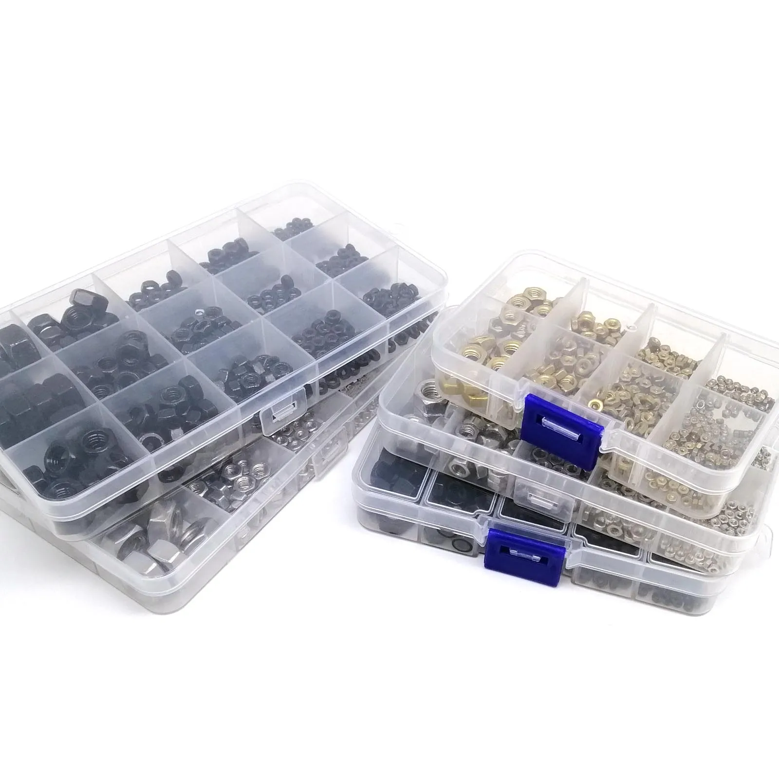 1 Set Mix M1 M1.2 M1.4 M1.6 M2 M2.5 M3 M4 M5 M6 M8 to M16 DIN934 Hex Hexagon Nut Kit Box Black 304 Stainless Steel Brass Steel