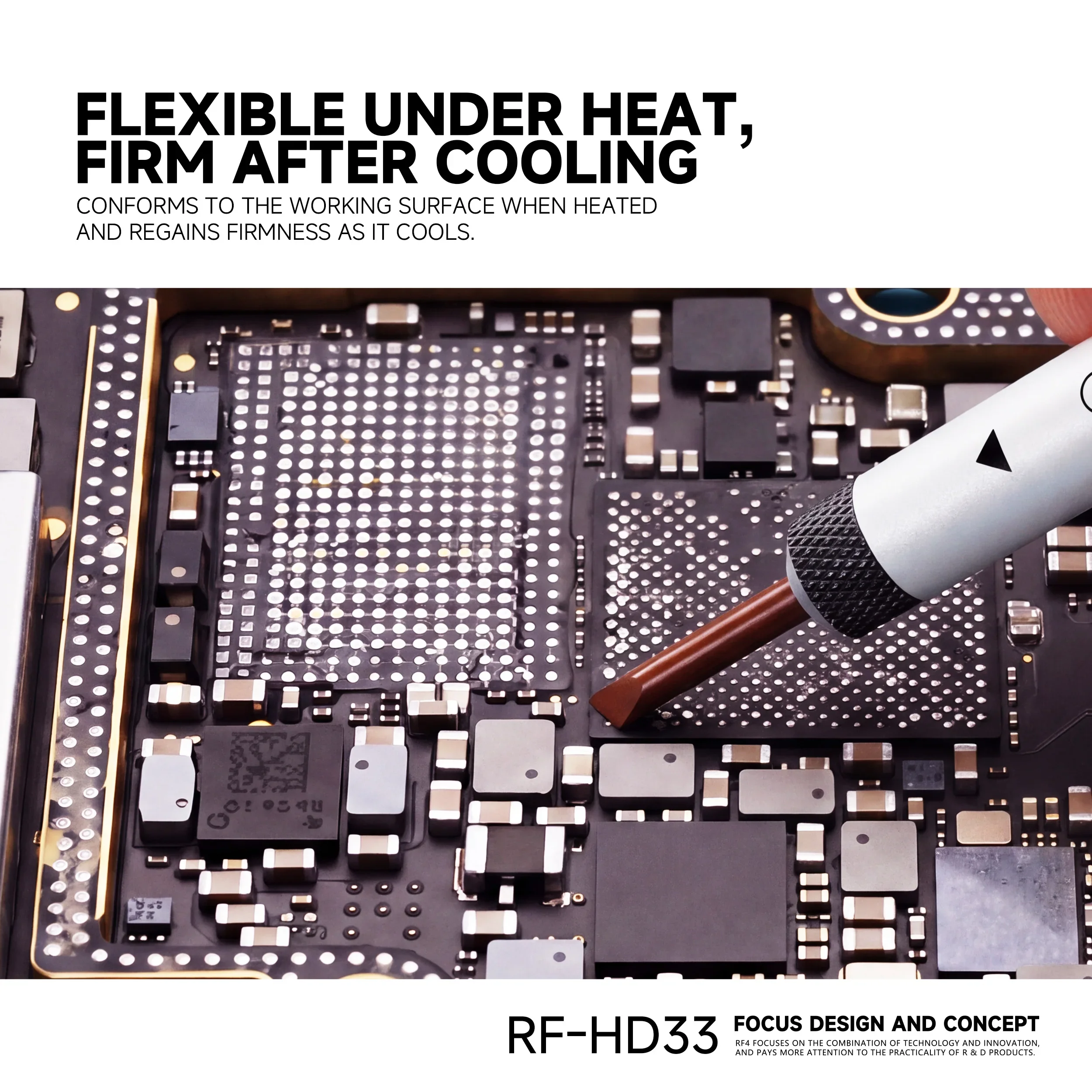 RF4 RF-HD33 PI Underfill Removal Scraper Heat Resistant Beveled Tip Tool for CPU IC Black Glue Cleaning and PCB Repair