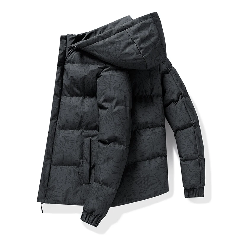 New Men's 3D Floral Print Parka Coat Winter Cotton Padded Jacket Men Hooded Warm Camouflage Thickened Down Cotton Padded Jackets