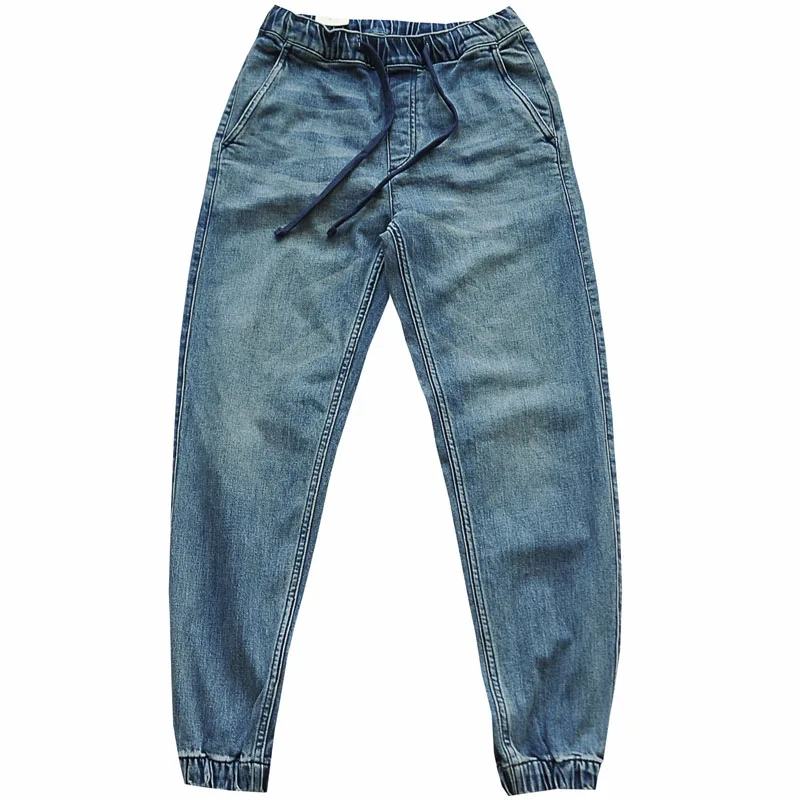 Pantaloni da jogging retrò giapponesi da uomo in denim lavato con coulisse dritta e pesante autunno inverno da uomo