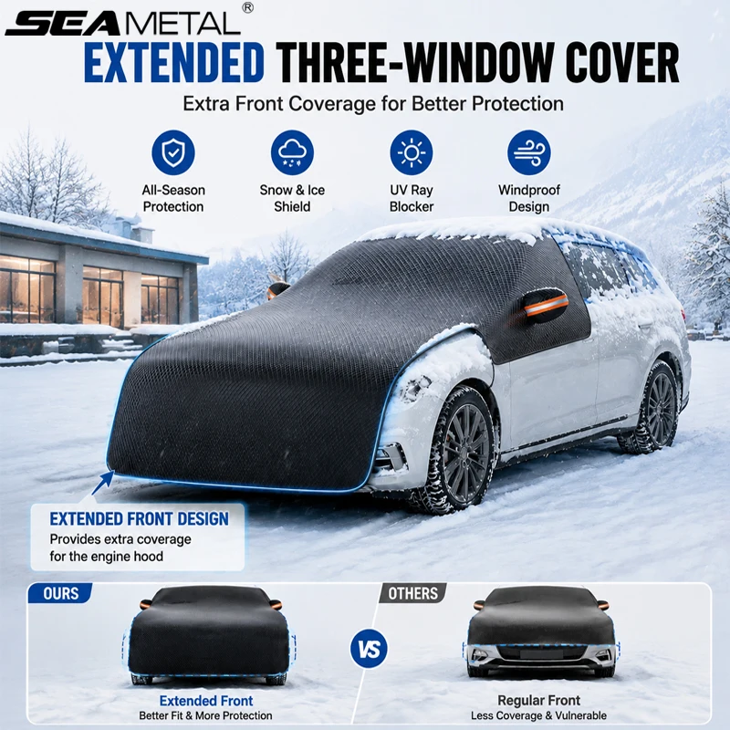 SEAMETAL Enlarge Car Windshield Snow Cover Universal Car Ice Shield Waterproof Windproof Winter Frost Protector for Front Window