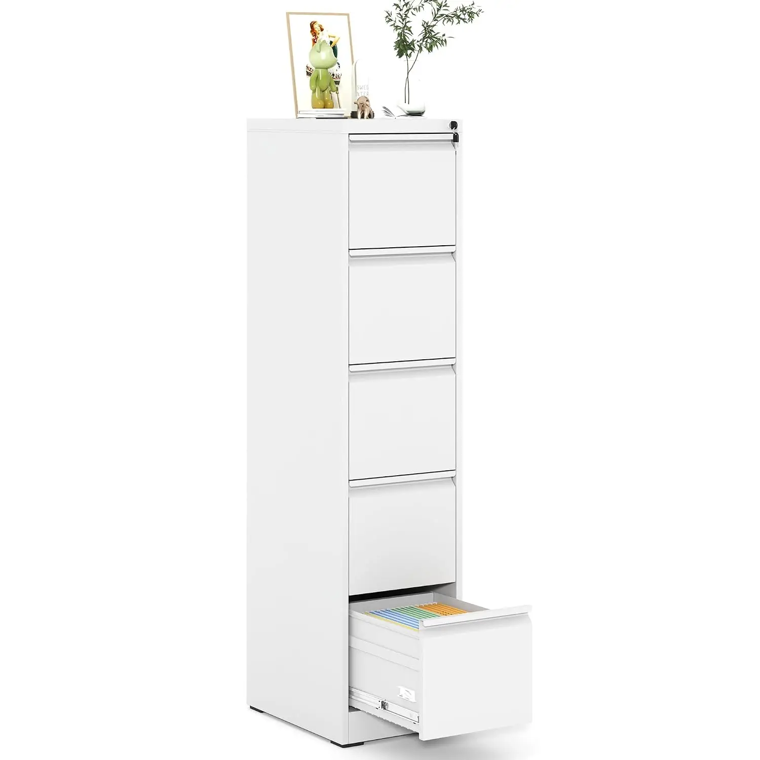 5 Drawer Metal File Cabinet with Lock, Heavy Duty Steel Storage for Home Office A4 Legal Files, Assembly Required, Customized