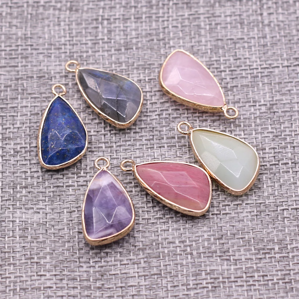 Drop Shaped Semi-Precious Natural Stone Pendant Charms Exquisite Beads For Necklace Bracelet Earring Jewelry Making Accessories