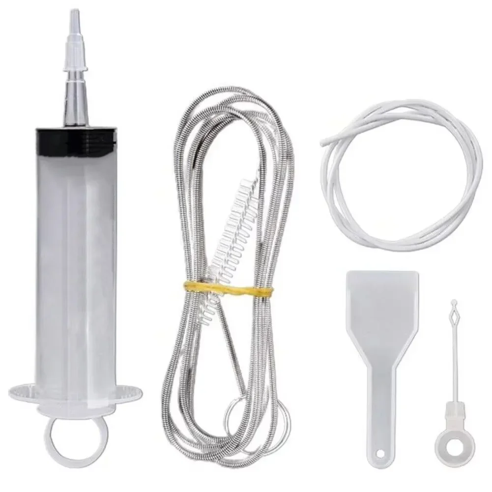 5pcs/set Fridge Dredging Kit Flexible Refrigerator Scrub Brush Reusable Fridge Drain Hole Dredging Remover Cleaning Syringe
