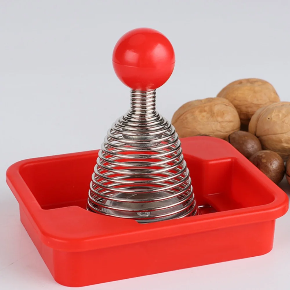 سهلة الاستخدام من الفولاذ المقاوم للصدأ، كسارة البندق الربيعية الحلزونية، كماشة الجوز الفعالة الاحترافية مع صينية قاعدة، فتاحة قشرة الجوز للأطفال
