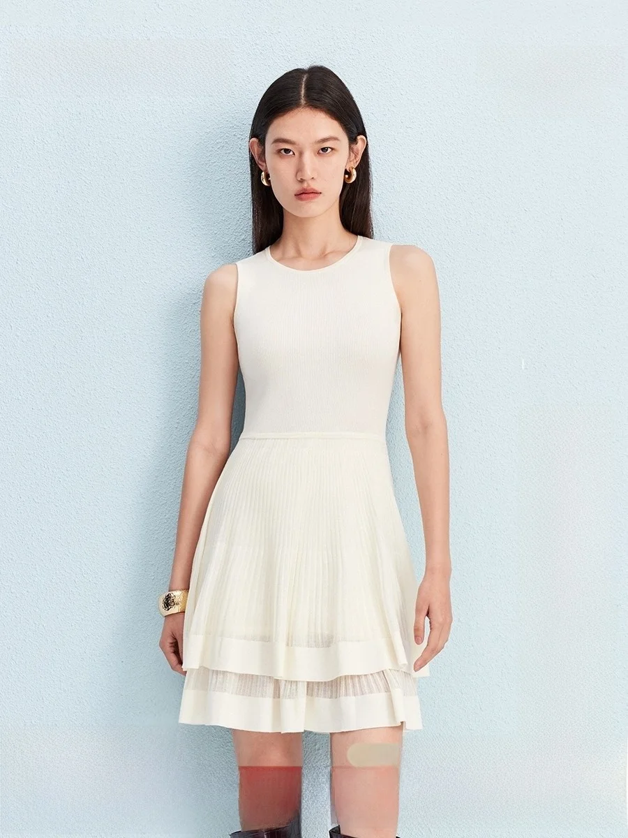 A-Line Dr round Ne Svel Saia em camadas Commute Sle Pure Color Cintura costurada Outono Faion