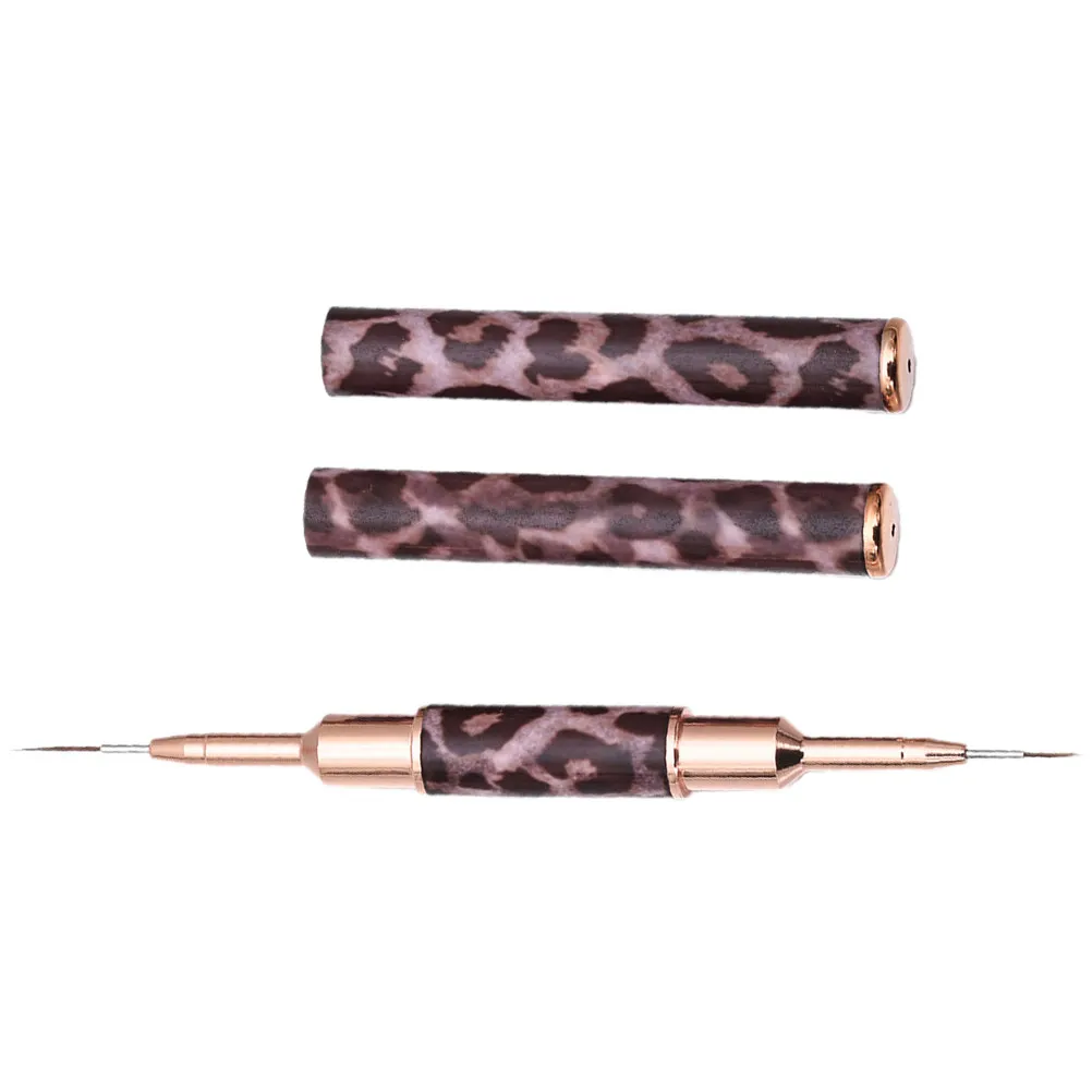 

Leopard Print Nail Liner Pen Double-End Acrylic Nail Art Brush for DIY Manicure Home Salon Use Comfort Grip Precision Drawing