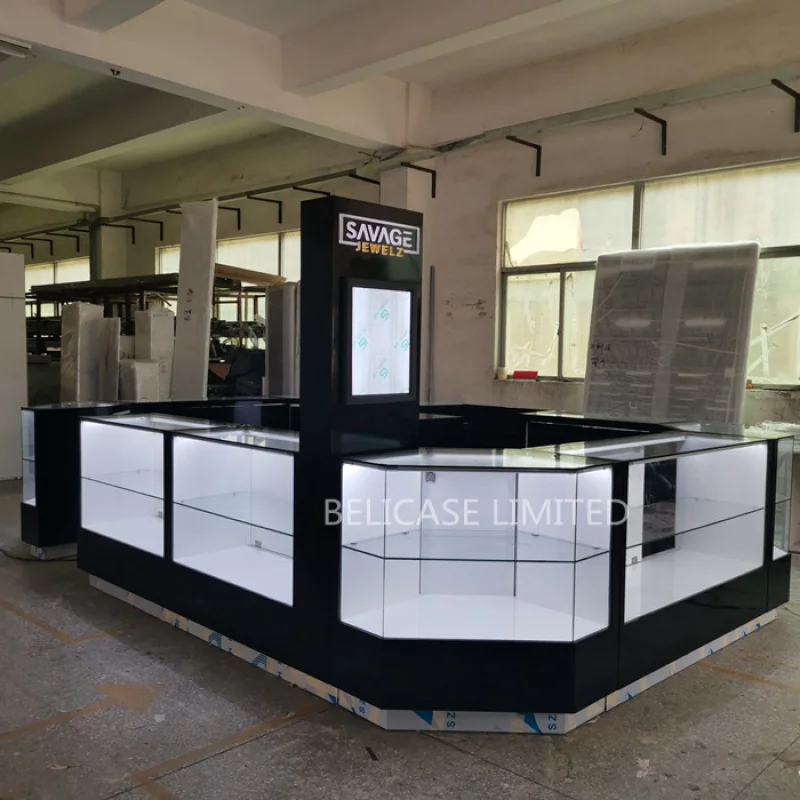 2025customized.10*15 feet new design glass jewelry display cabinet jewelry showcase fashion jewelry kiosk