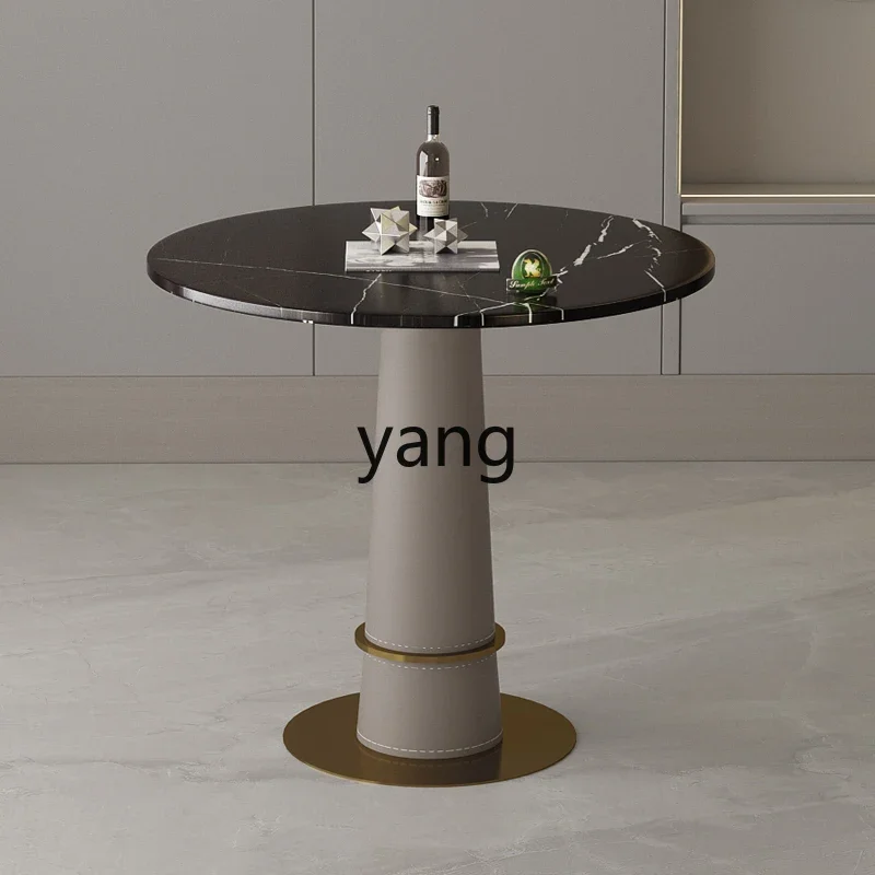 LMM Marble Small round Table Small Apartment Stainless Steel Dining Table Affordable Luxury Style Conference Table