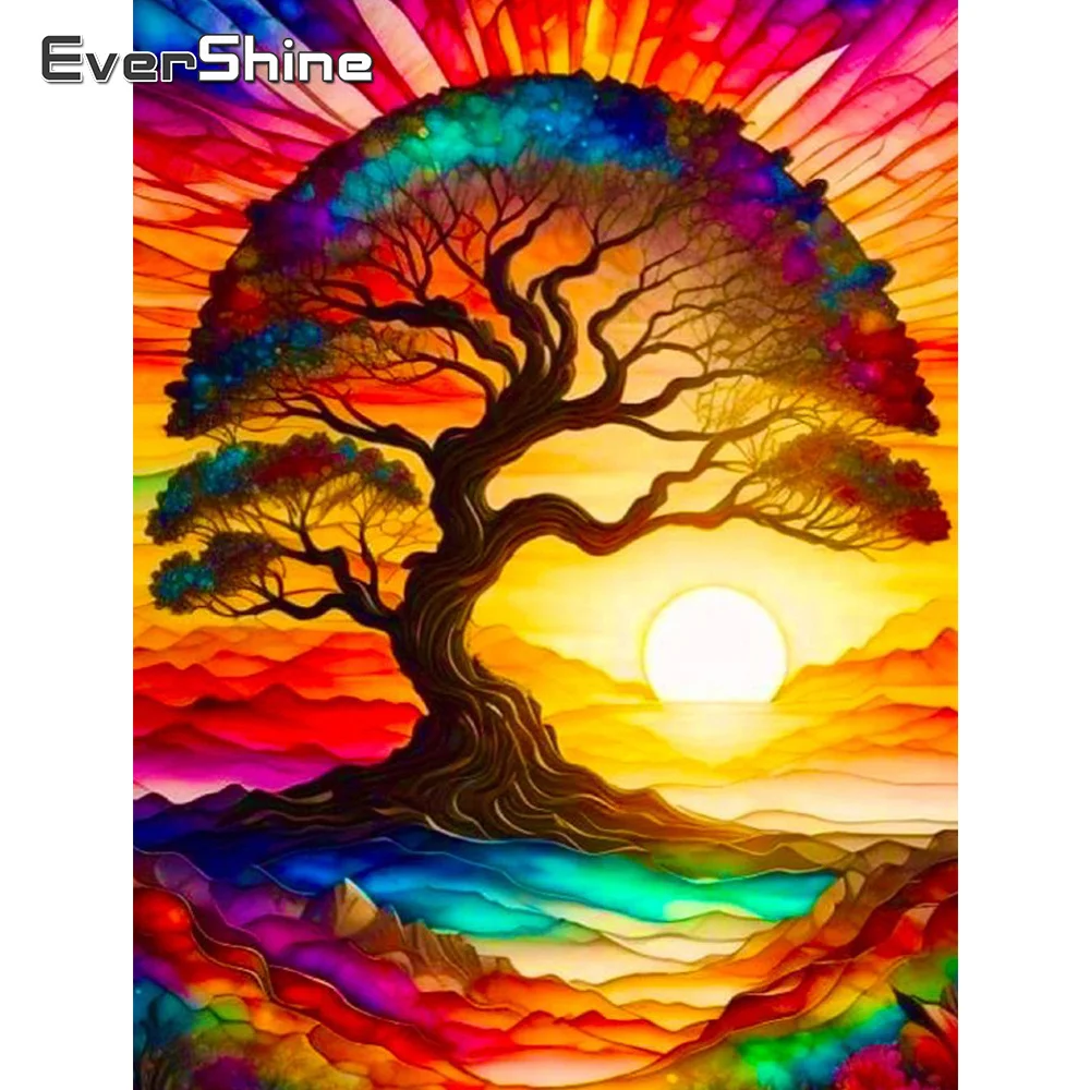 

Evershine DIY алмазная живопись дерево пейзаж красочная Алмазная мозаика закат Новое поступление фэнтези вышивка ребенок хобби