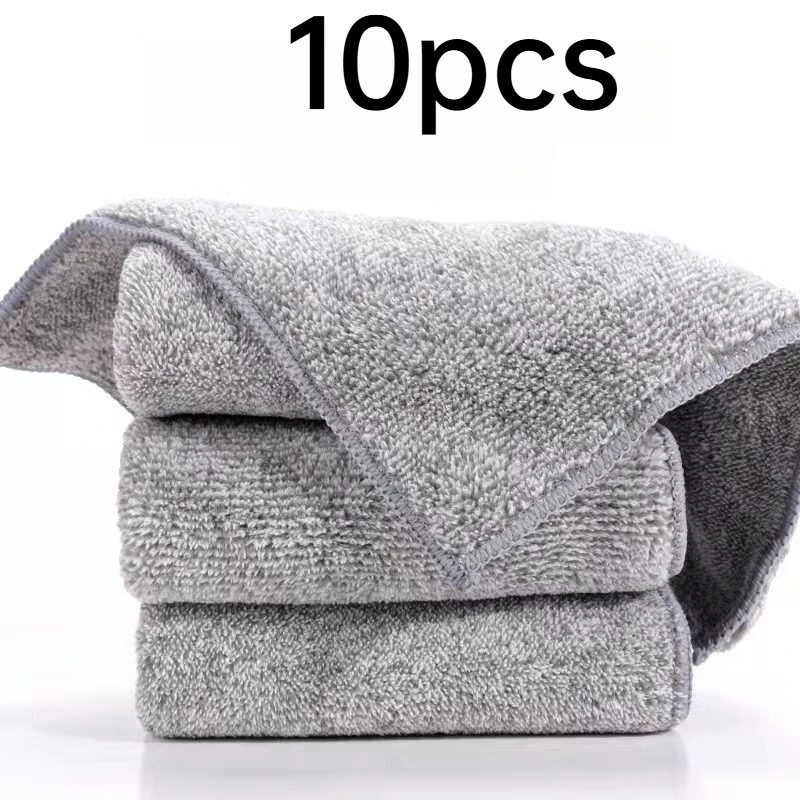 5/10pcs Absorbent Cleaning Cloth Bamboo Charcoal Fiber Wear Resistant Flexible Multi-scene Kitchen Dust Removal Dish Towel