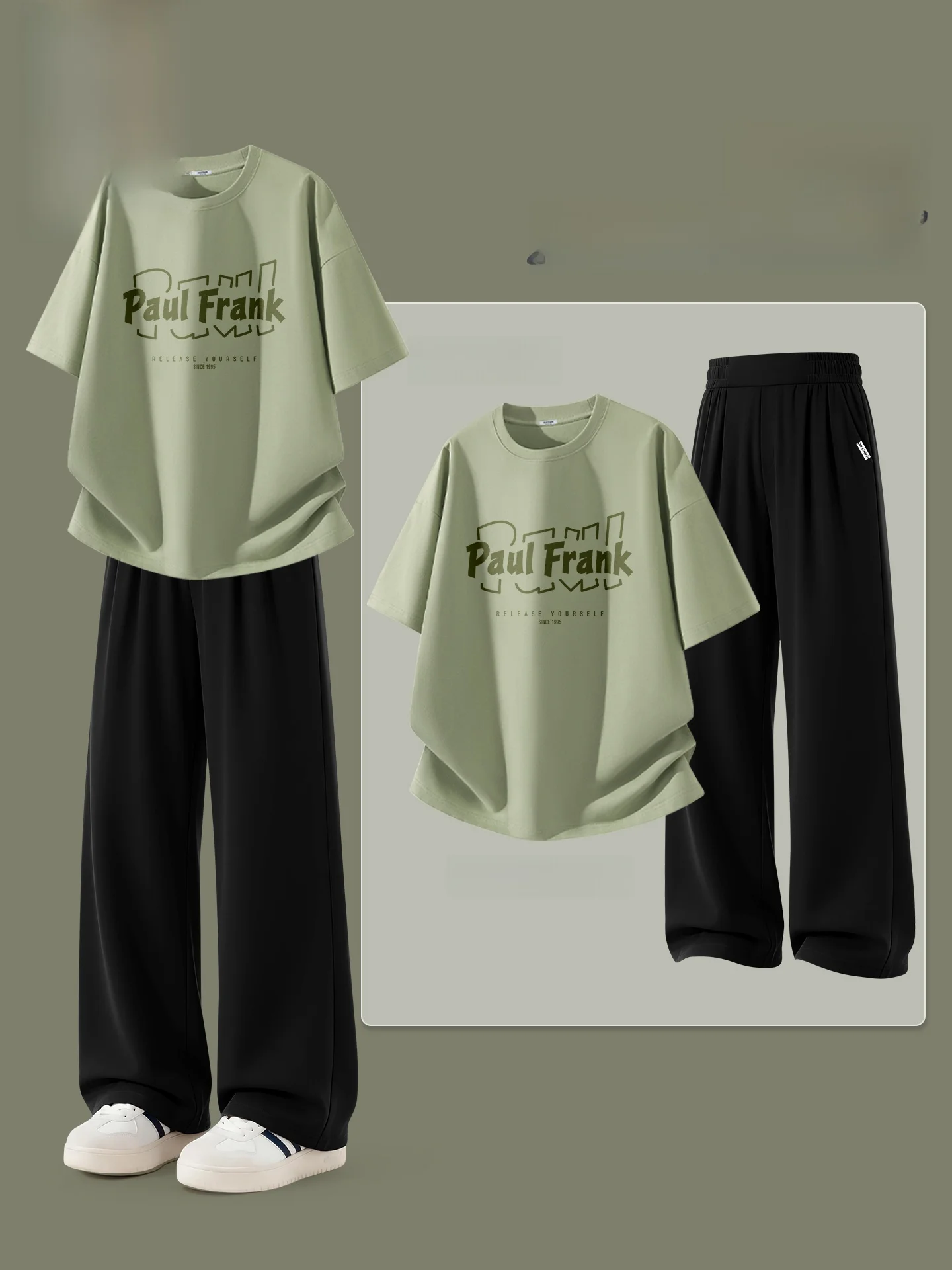 

Summer Cool Sensation Casual Set Men's Pure Cotton ort Sve T-irt Ice Silk Straight Leg Pants