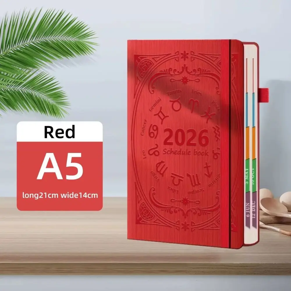 Portátil a5 2026 agenda livro para fazer lista planejador lembrete agenda livro texturizado plutônio calendário livro material de escritório