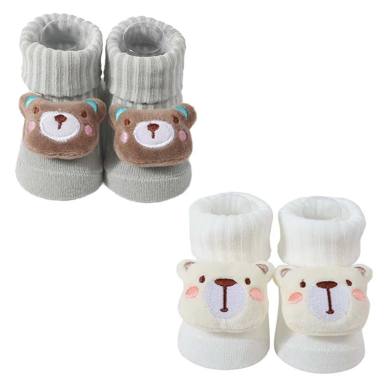 

2 Pairs For Newborn Baby's Socks Cartoon Panda Sweet Cute Animal Dolls Newborn Babies White Sock Infant Cotton Socks for Kids