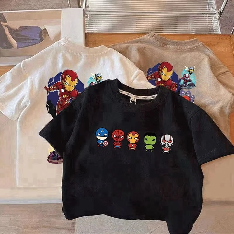 

Boys' Summer Cartoon Short Sleeve Shirt 2026 New, Thin Kids T-Shirt for Toddler Casual Inner Outerwear Iron Man Graphic Top