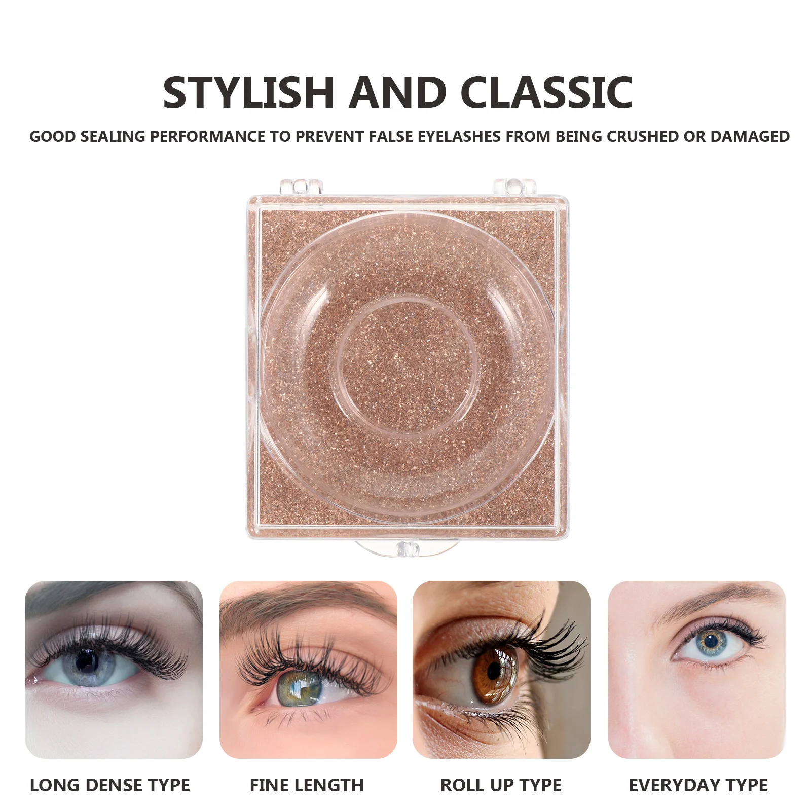 Boîte de rangement pour faux-cils, 6 pièces, boîte de rangement légère en plastique pour organisateur de cils, plateau sécurisé pour cils, carte inférieure à paillettes